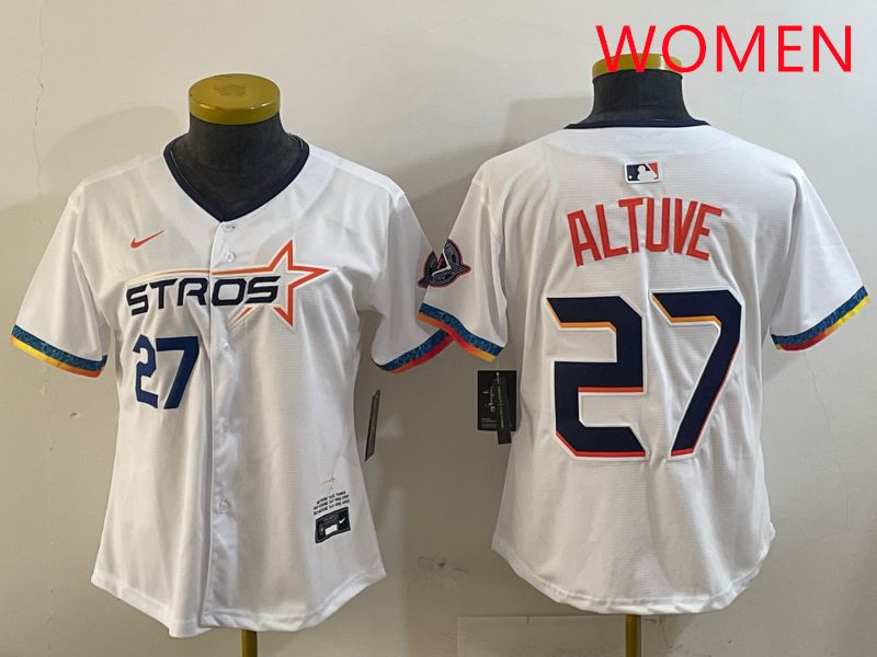 Women Houston Astros #27 Altuve White Fourth generation Joint Name 2025 Nike MLB Jersey style 2->women mlb jersey->Women Jersey